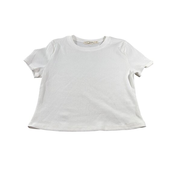 Live To Be Spoiled Womens Ribbed White T-Shirt Size M Cotton Blend - Picture 6 of 11